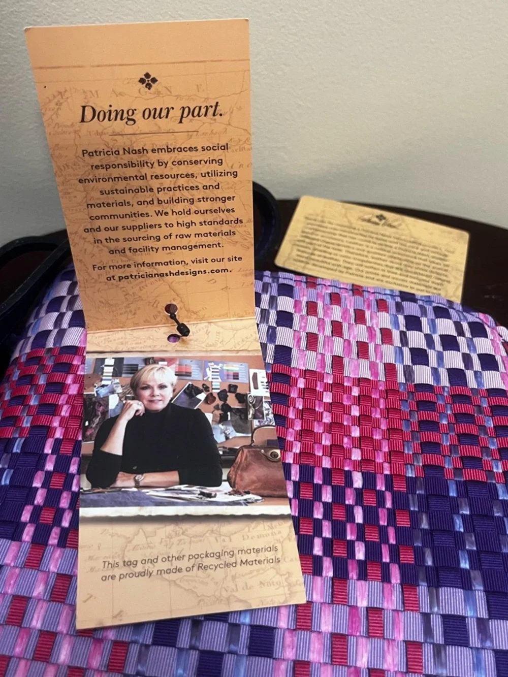 Patricia Nash Granada Crossbody Bag Ribbons & Rafia Purple & Pink Weave - Picture 11 of 11